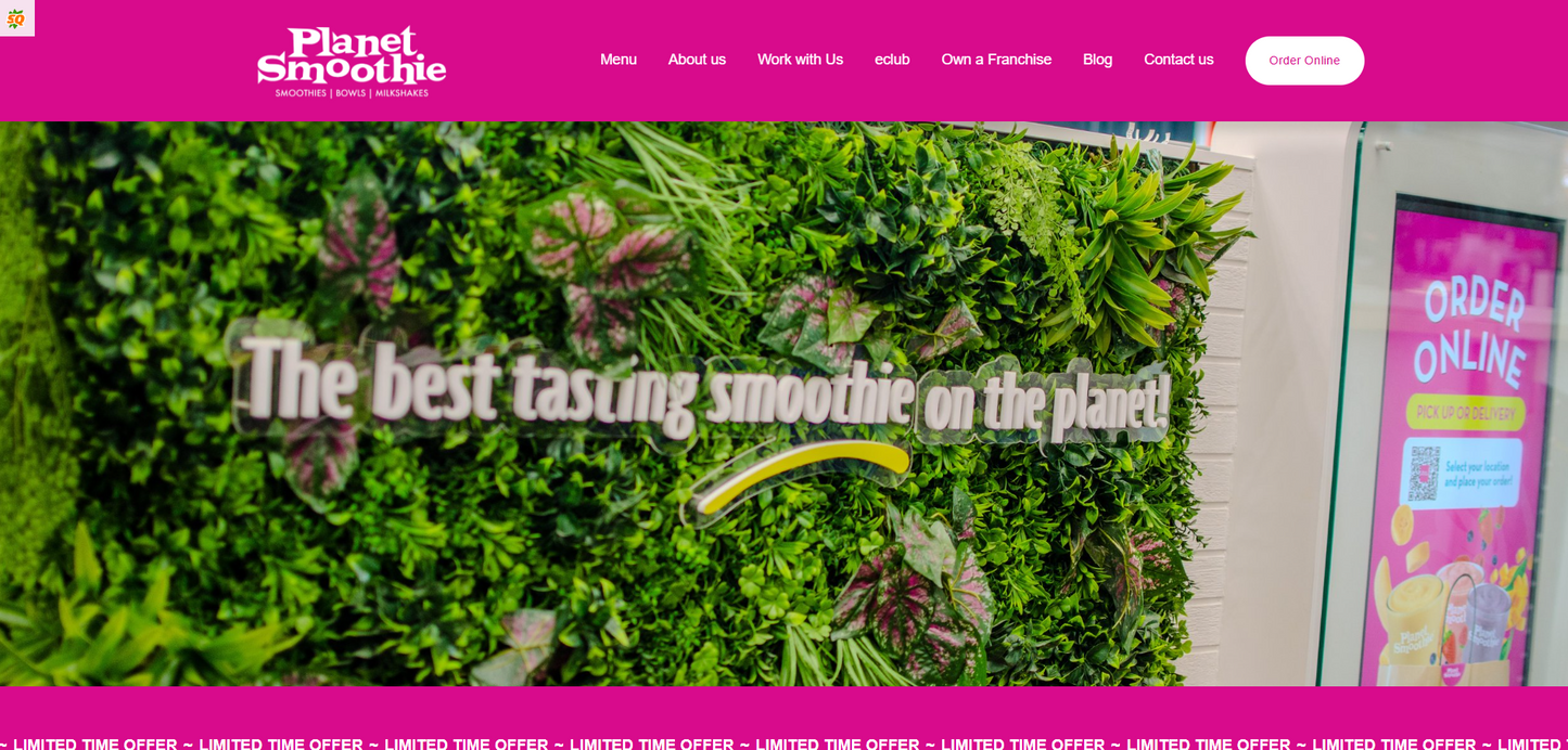 Planet Smoothie website hosting and data migration x 6 months